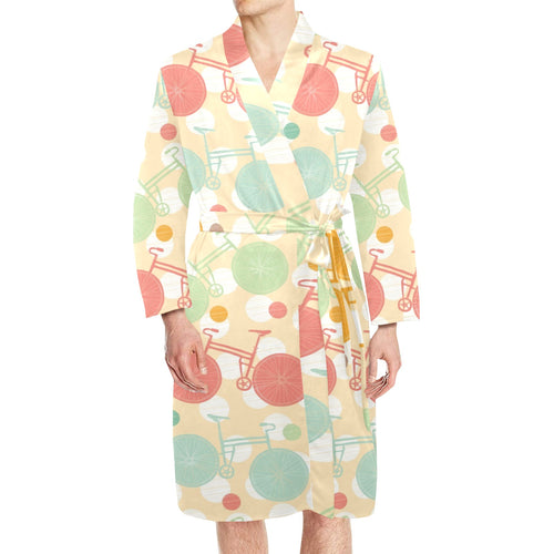 Bicycle Pattern Print Design 01 Men's Long Sleeve Belted Night Robe