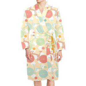 Bicycle Pattern Print Design 01 Men's Long Sleeve Belted Night Robe