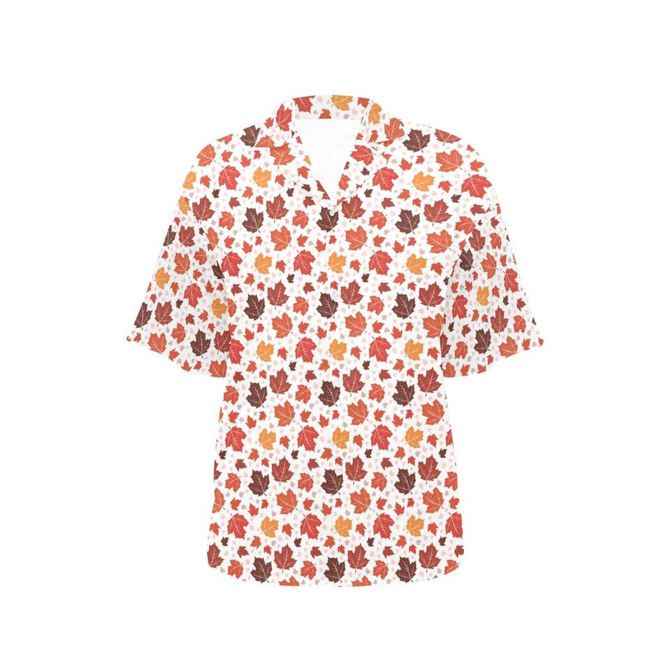 Colorful Maple Leaf pattern Women's All Over Print Hawaiian Shirt