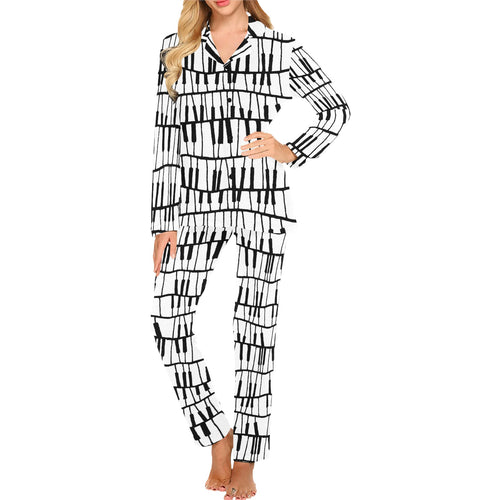 Piano Pattern Print Design 03 Women's Long Pajama Set