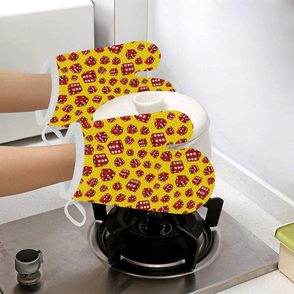 Dice Pattern Print Design 04 Heat Resistant Oven Mitts