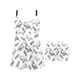 Pigeon Pattern Print Design 05 Chest Sexy Pleated Two Piece Swim Dress