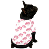 Pink lotus waterlily pattern All Over Print Pet Dog Round Neck Fuzzy Shirt