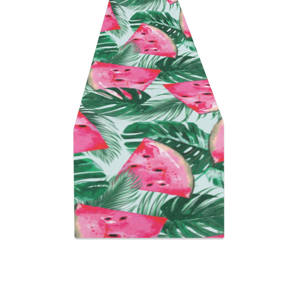 Watermelons tropical palm leaves pattern Table Runner