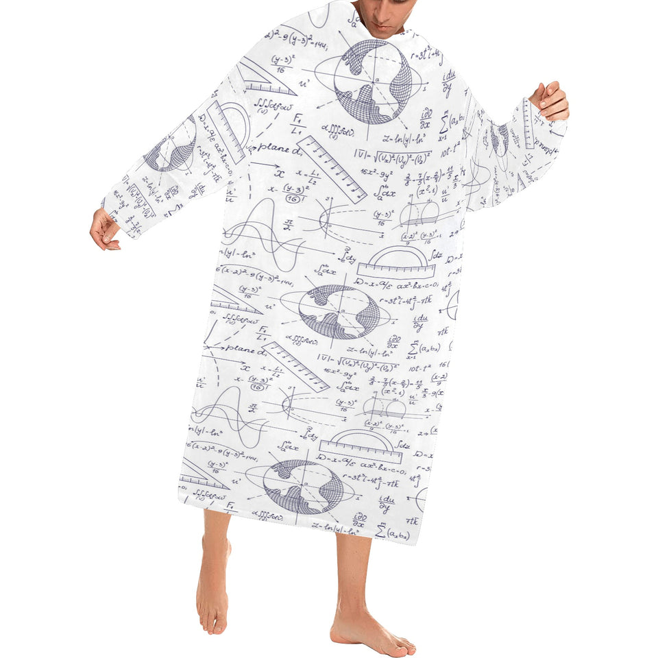 Math Pattern Print Design 03 Blanket Robe with Sleeves