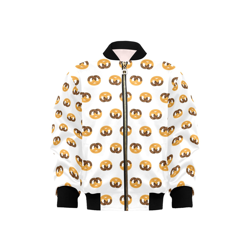 Pretzels Pattern Print Design 02 Kids' Boys' Girls' Bomber Jacket