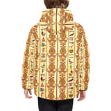 Egypt Hieroglyphics Pattern Print Design 04 Kids' Boys' Girls' Padded Hooded Jacket