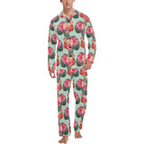 Beautiful flamingo tropical palm leaves hibiscus p Men's Long Pajama Set