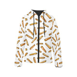 French fries potato pattern Women's Padded Hooded Jacket