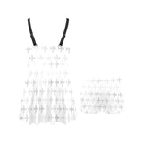 Airplane print pattern Chest Sexy Pleated Two Piece Swim Dress