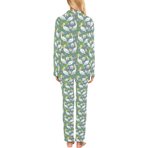 Pelican Pattern Print Design 04 Women's Long Pajama Set