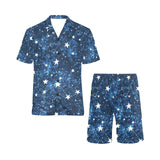 Night sky star pattern Men's V-Neck Short Pajama Set