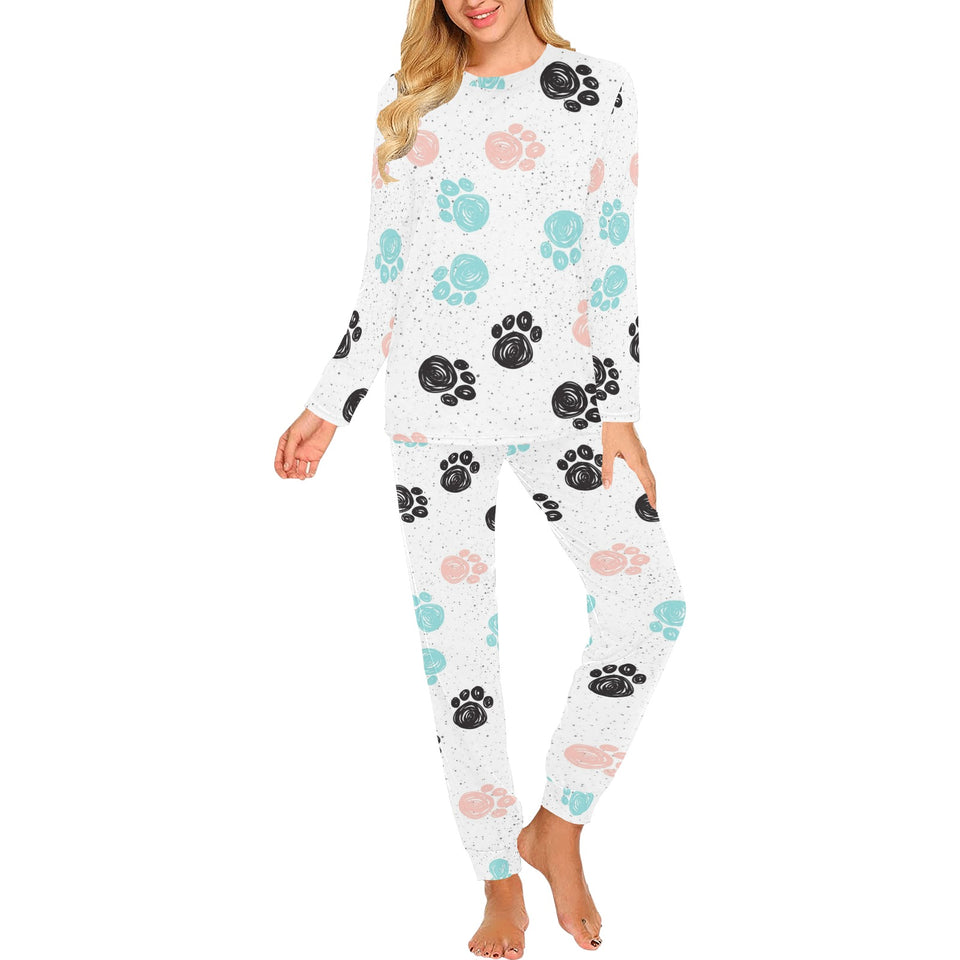 Dog Paws Pattern Print Design 04 Women's All Over Print Pajama Set