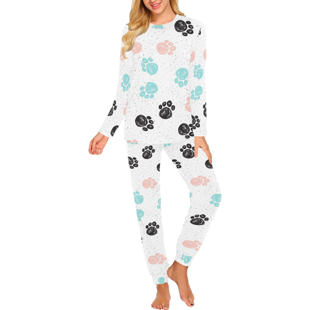 Dog Paws Pattern Print Design 04 Women's All Over Print Pajama Set