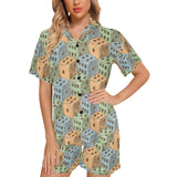 Dice Pattern Print Design 05 Women's V-Neck Short Pajama Set