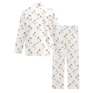 Jack Russel Pattern Print Design 05 Men's Long Pajama Set