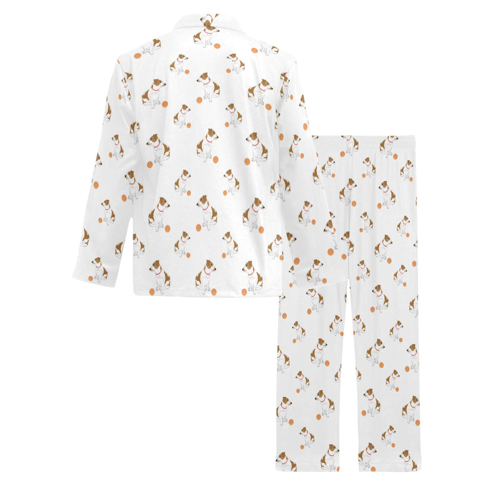 Jack Russel Pattern Print Design 05 Men's Long Pajama Set