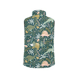 dinosaurs tropical leaves flower pattern Women's Padded Vest