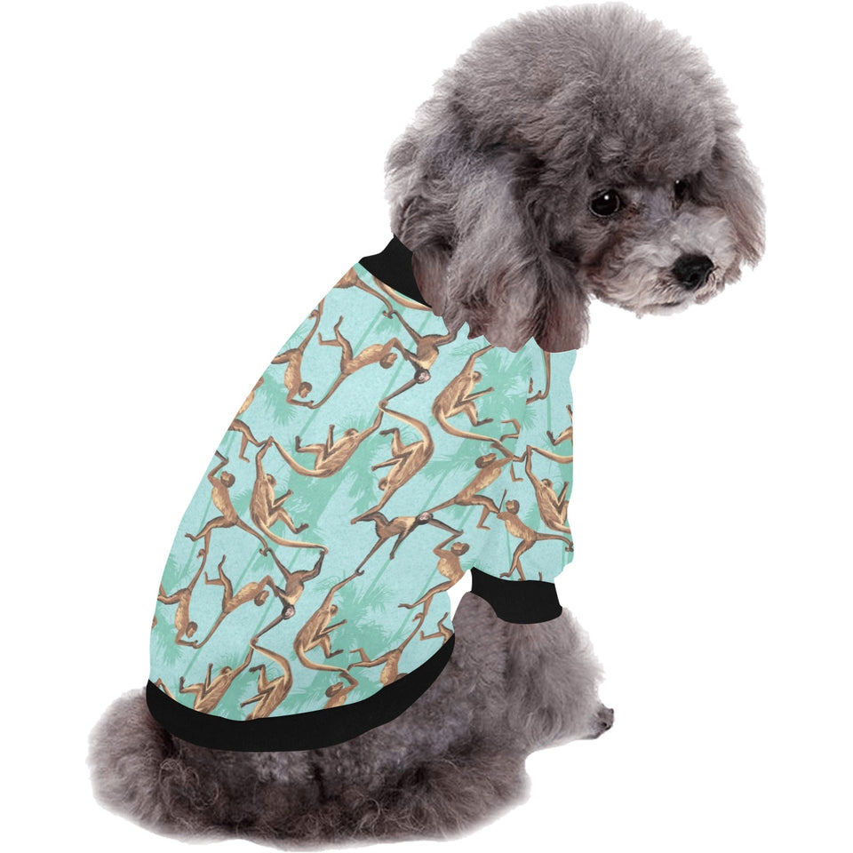 Monkey Palm tree background All Over Print Pet Dog Round Neck Fuzzy Shirt