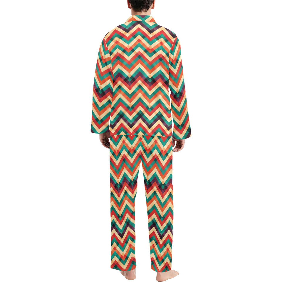 zigzag chevron colorful pattern Men's Long Pajama Set