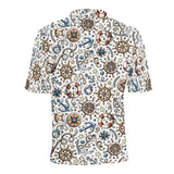 Cute nautical steering wheel anchor pattern Men's All Over Print Polo Shirt