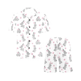 Watercolor cute rabbit pattern Men's V-Neck Short Pajama Set