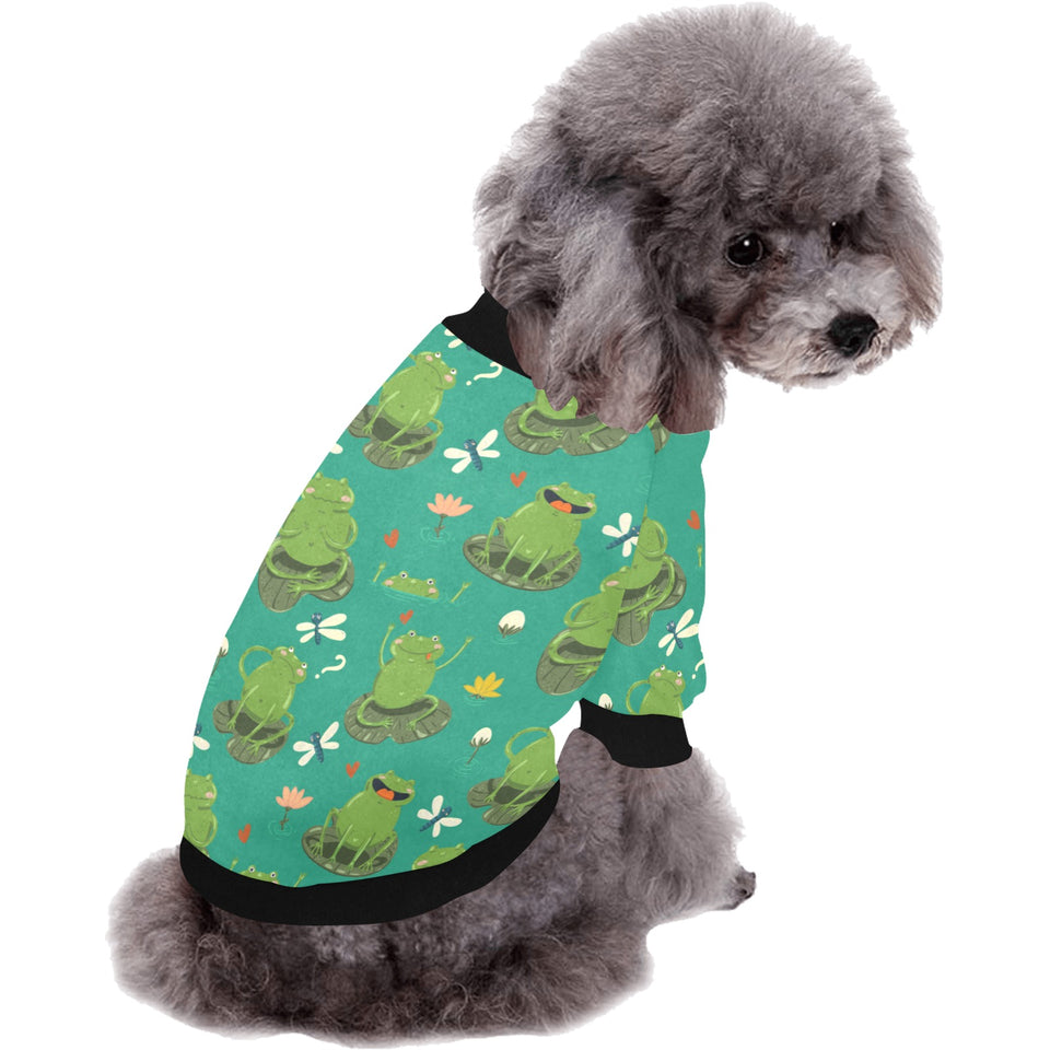 Cute frog dragonfly design pattern All Over Print Pet Dog Round Neck Fuzzy Shirt