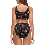 fox sleeping fox pattern Chest Bowknot High Waisted Bikini Swimsuit