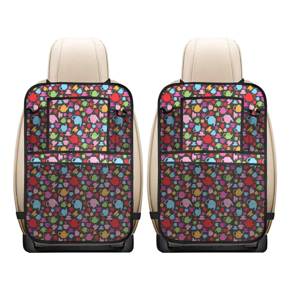 Tea pots Pattern Print Design 01 Car Seat Back Organizer