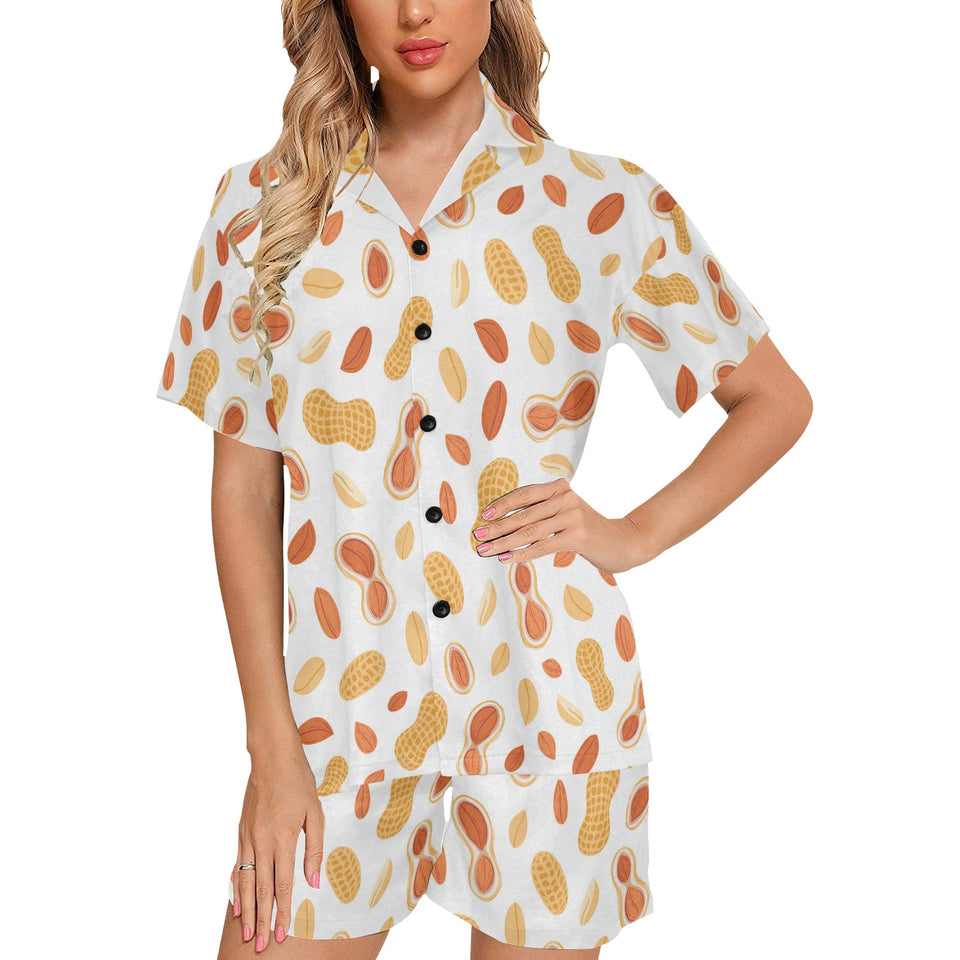 peanuts pattern Women's V-Neck Short Pajama Set