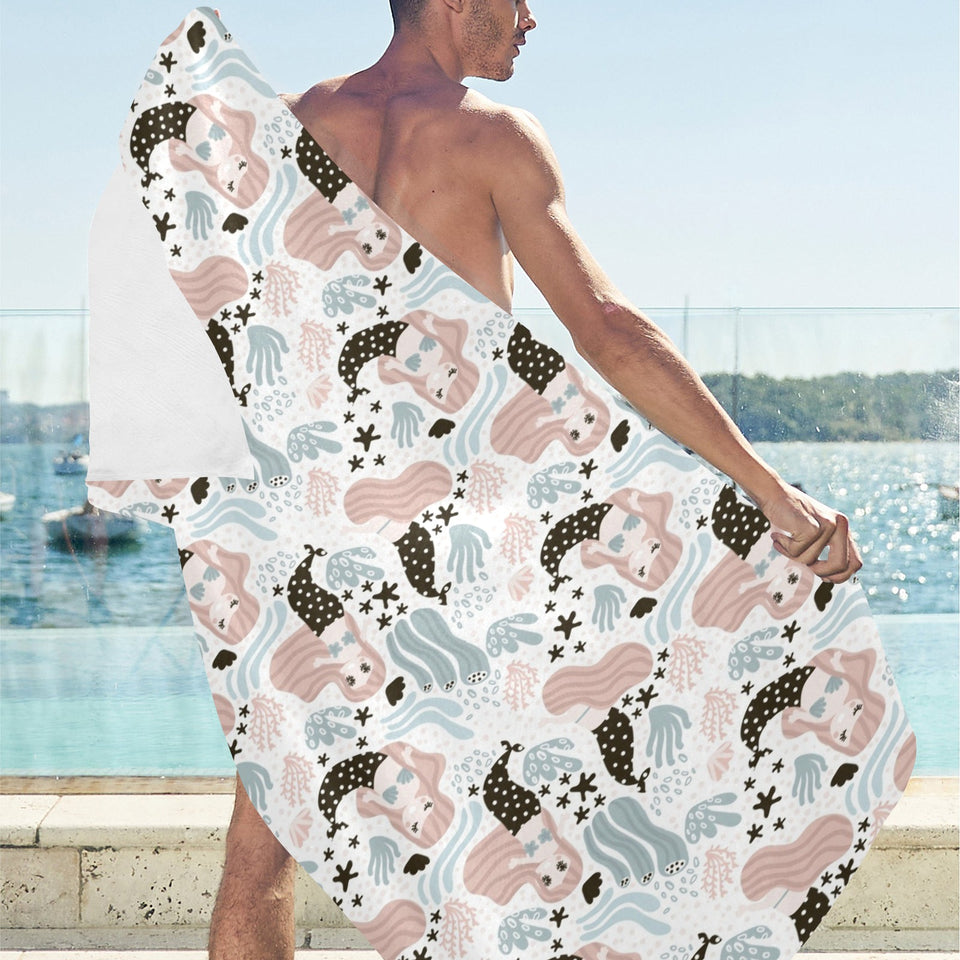 cute mermaid pattern Beach Towel