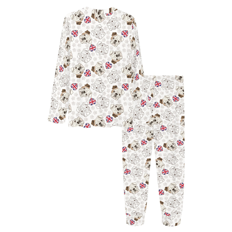 English Bulldog Pattern Print Design 01 Women's All Over Print Pajama Set