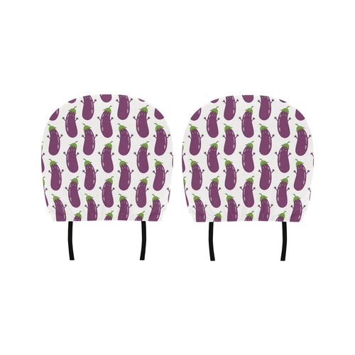 Eggplant Pattern Print Design 01 Car Headrest Cover