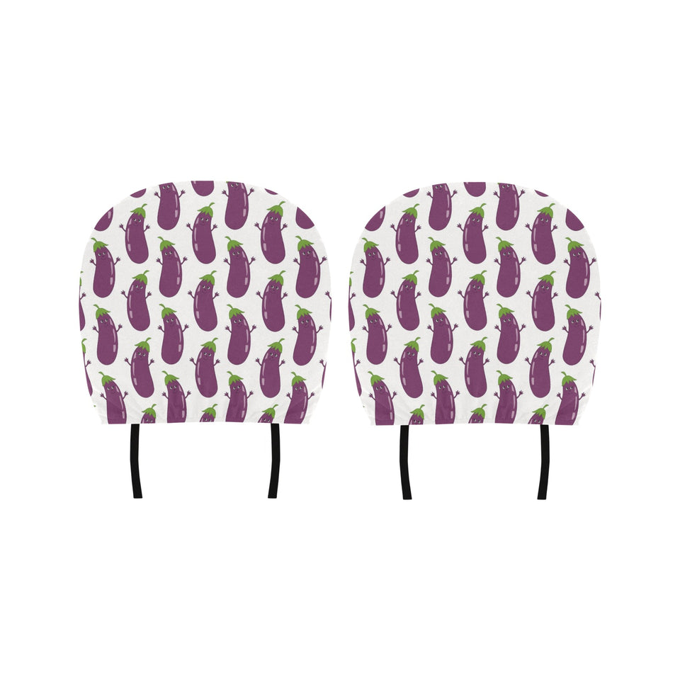 Eggplant Pattern Print Design 01 Car Headrest Cover