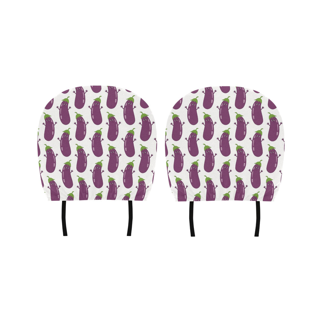 Eggplant Pattern Print Design 01 Car Headrest Cover