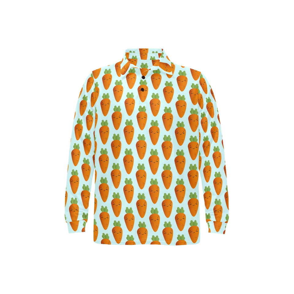 Carrot Pattern Print Design 03 Men's Long Sleeve Polo Shirt