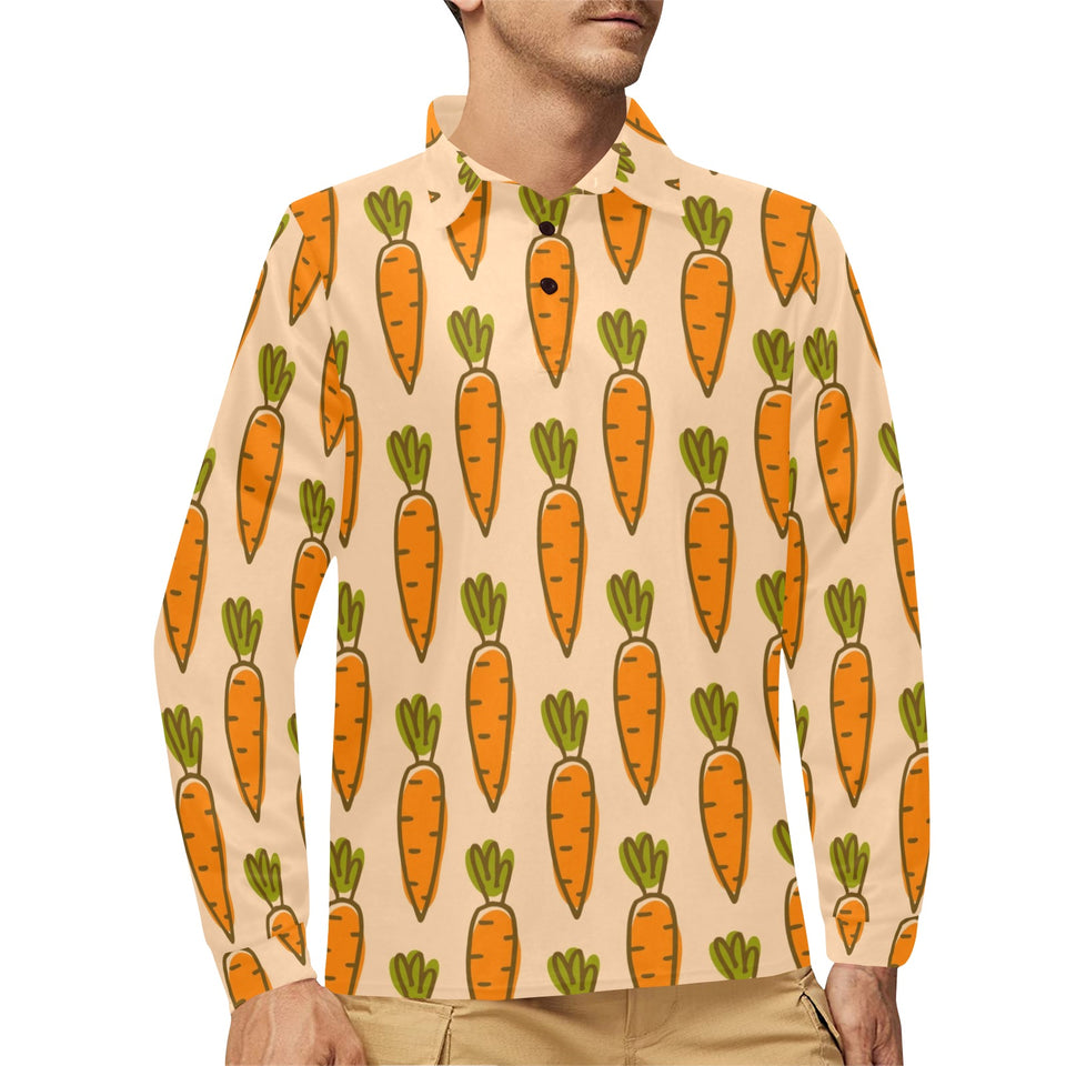 Carrot Pattern Print Design 04 Men's Long Sleeve Polo Shirt