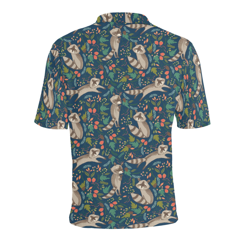 Raccoon tropical leaves pattern Men's All Over Print Polo Shirt