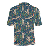 Raccoon tropical leaves pattern Men's All Over Print Polo Shirt