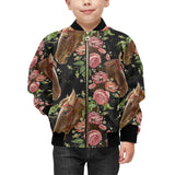 Horse head wild roses pattern Kids' Boys' Girls' Bomber Jacket
