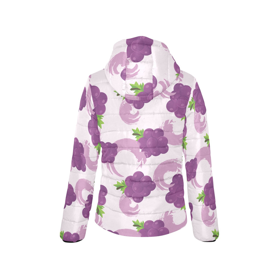Cute Grape pattern Women's Padded Hooded Jacket