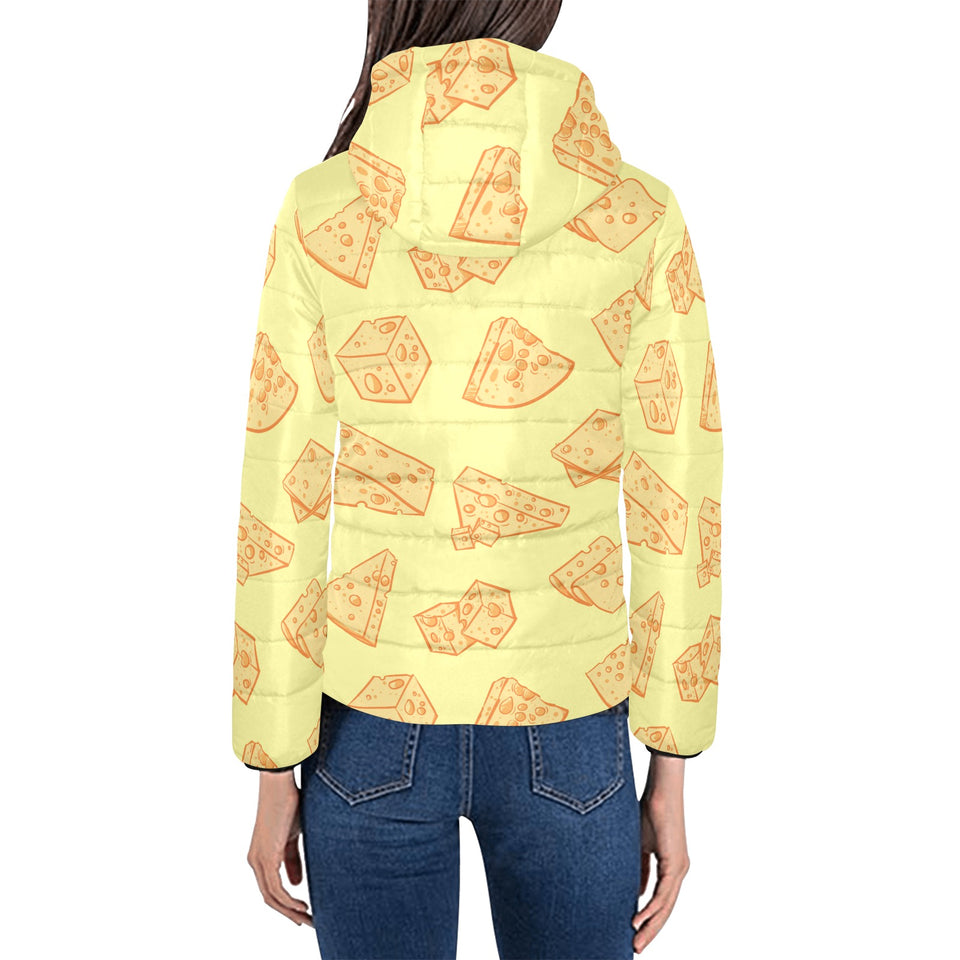Cheese design pattern Women's Padded Hooded Jacket