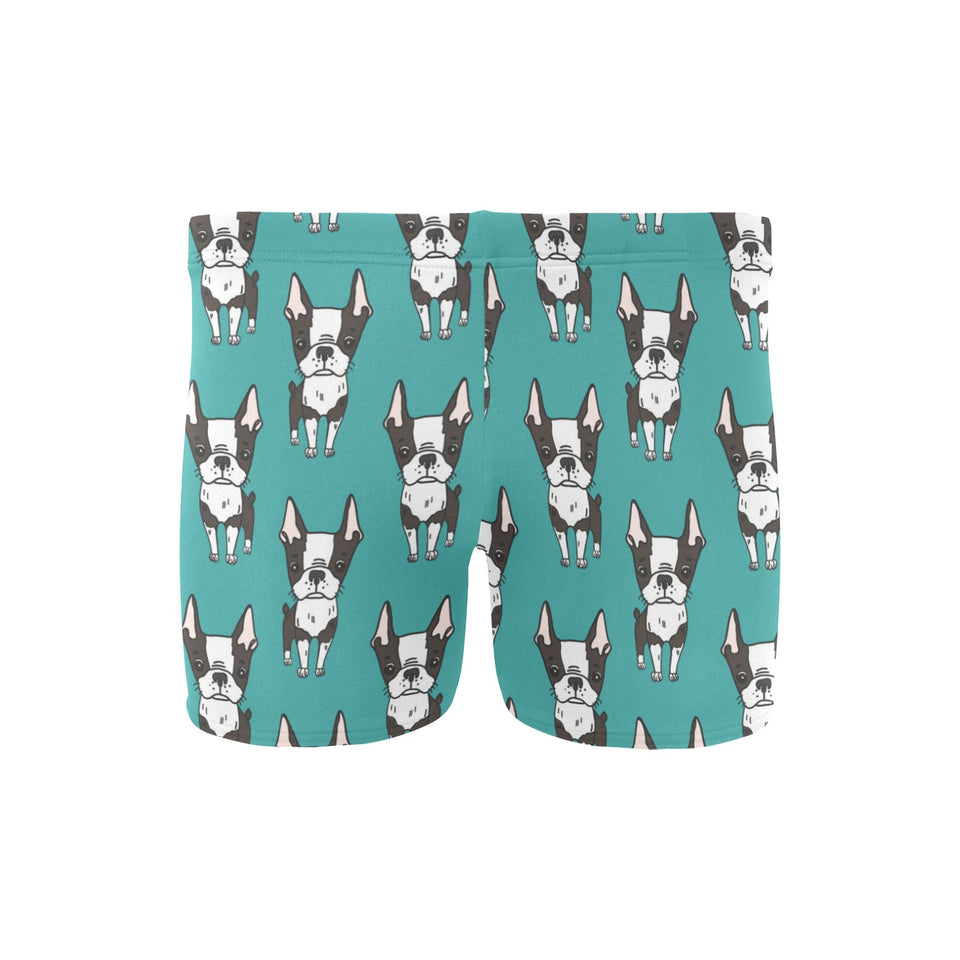 Hand drawn boston terrier dog pattern Men's Swimming Trunks