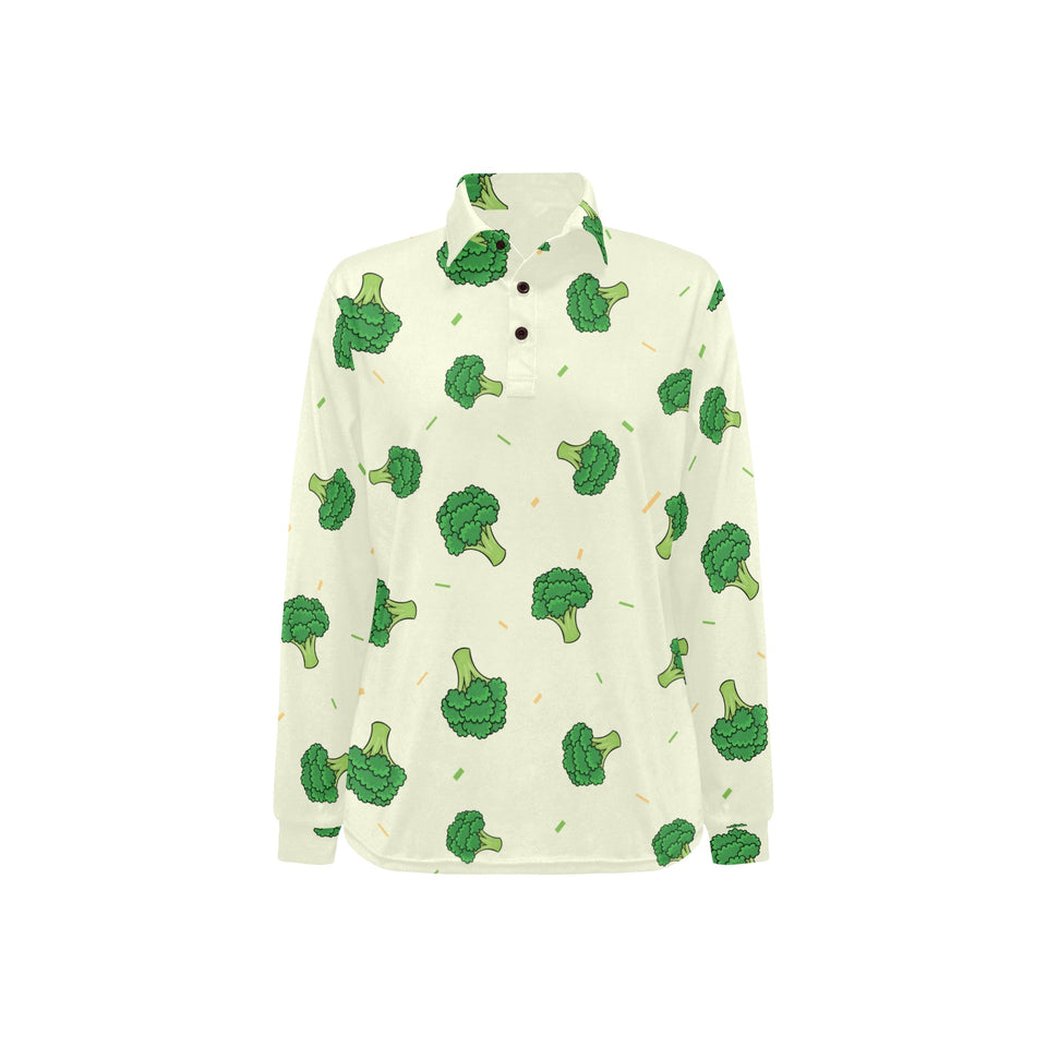 Broccoli pattern Women's Long Sleeve Polo Shirt