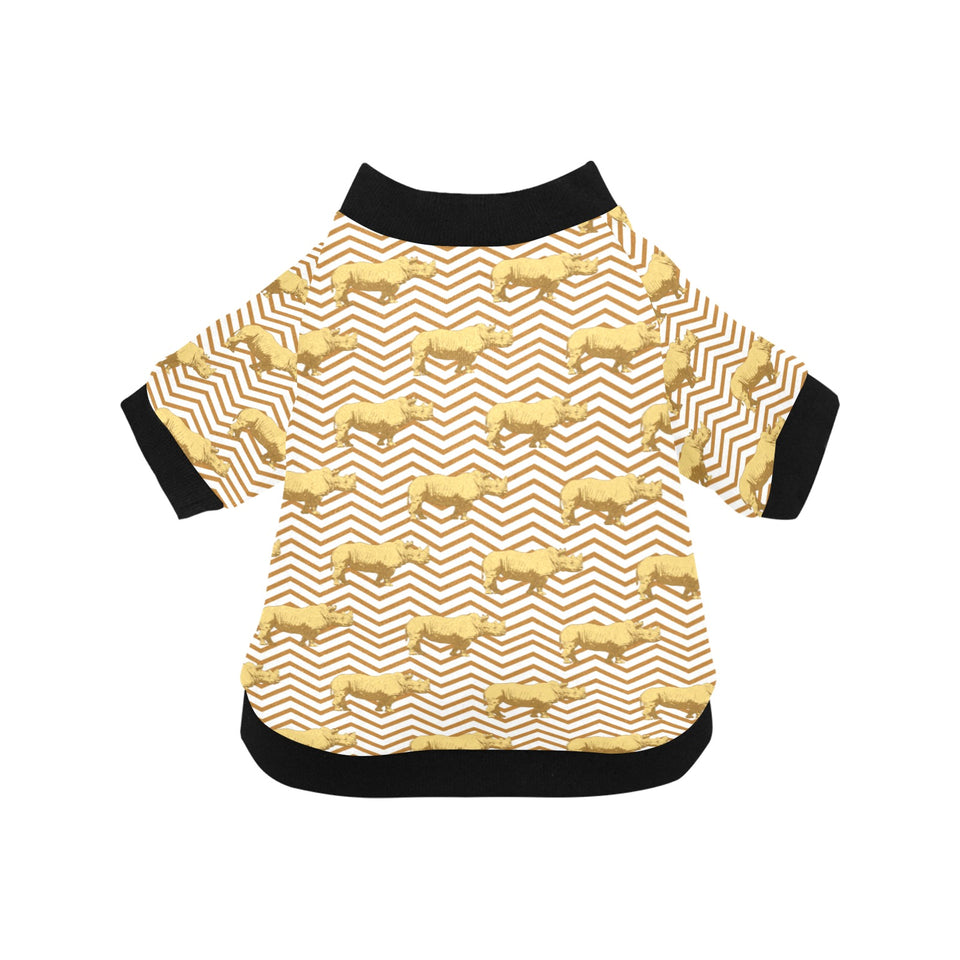 Rhino yellow theme pattern All Over Print Pet Dog Round Neck Fuzzy Shirt