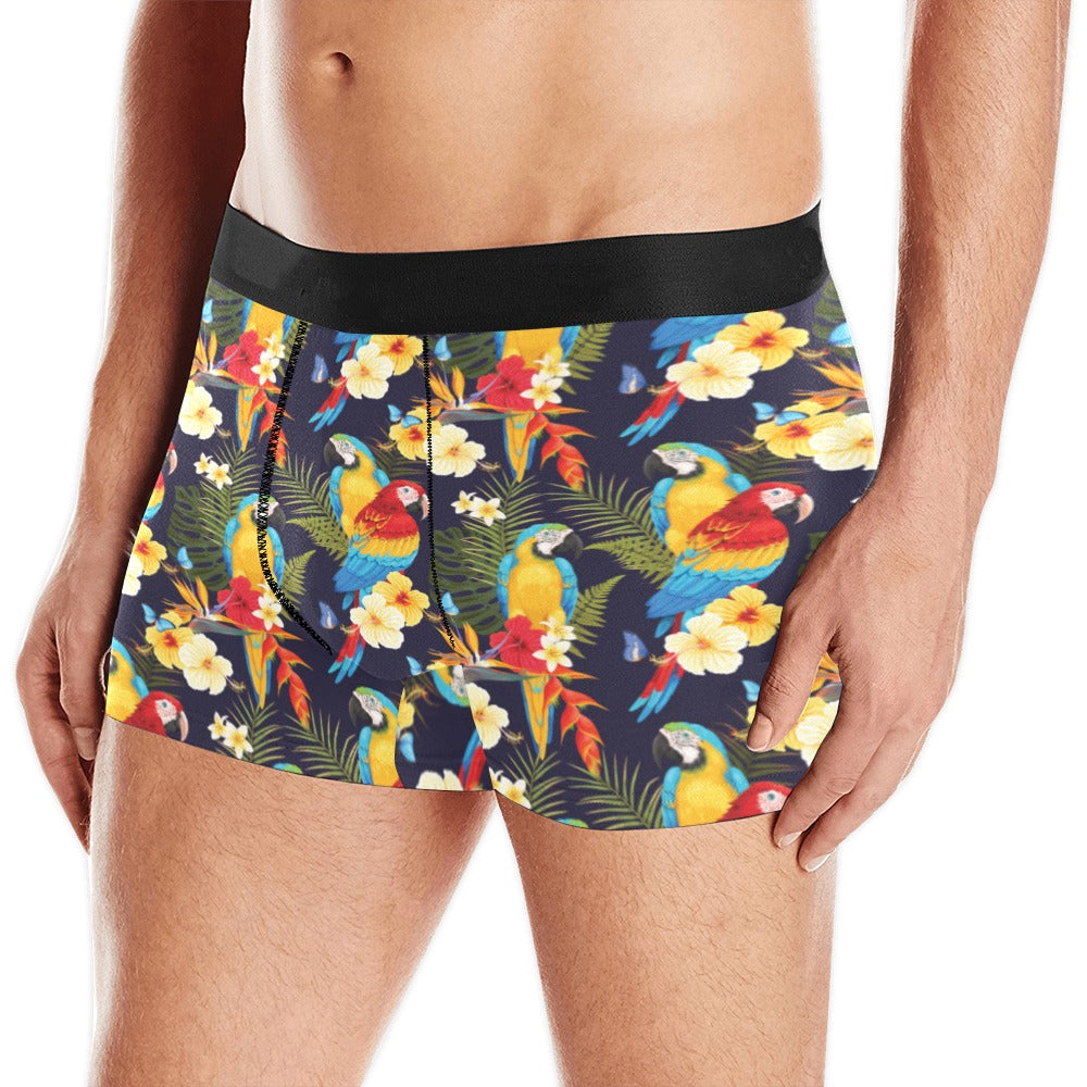 Colorful parrot flower pattern Men's All Over Print Boxer Briefs Men's Underwear