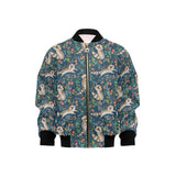 Raccoon tropical leaves pattern Kids' Boys' Girls' Bomber Jacket