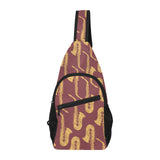 Hand drawn gold saxophone red background All Over Print Chest Bag