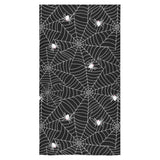 Spider web design pattern Black background white c Bath Towel