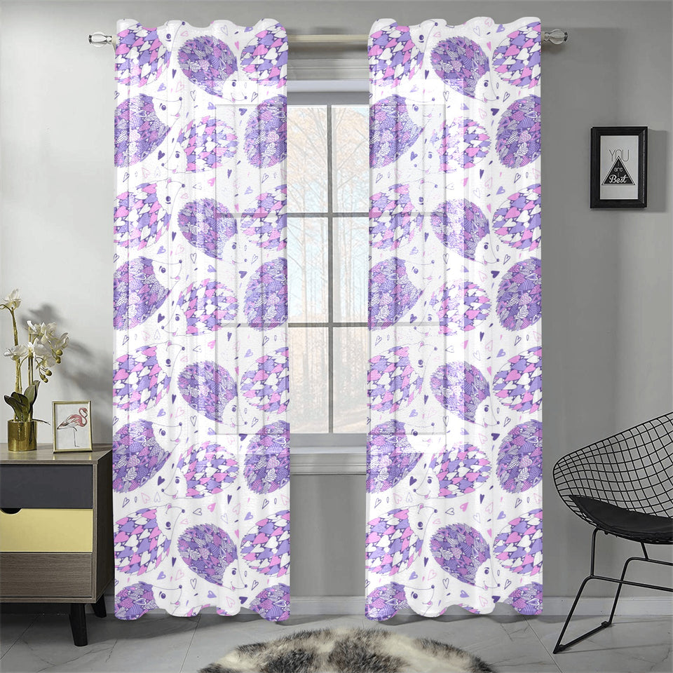 Hedgehog Pattern Print Design 05 Gauze Curtain